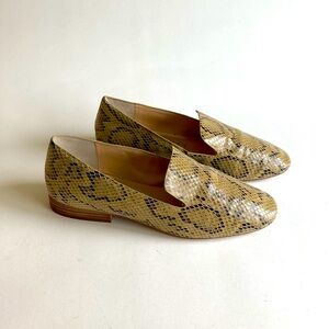 Sole Society Cream Brown Snake Print Leather Loafers size 8